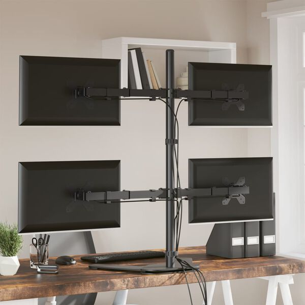 vidaXL Monitorhalterung Schwarz Stahl VESA 75/100 mm
