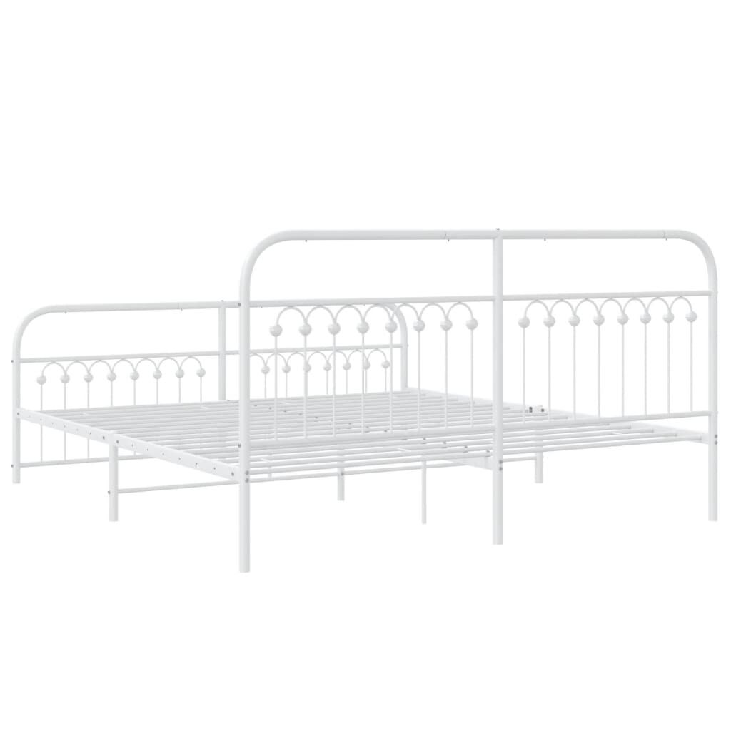 vidaXL Bettgestell mit Kopf- und Fußteil Metall Weiß 183x203 cm