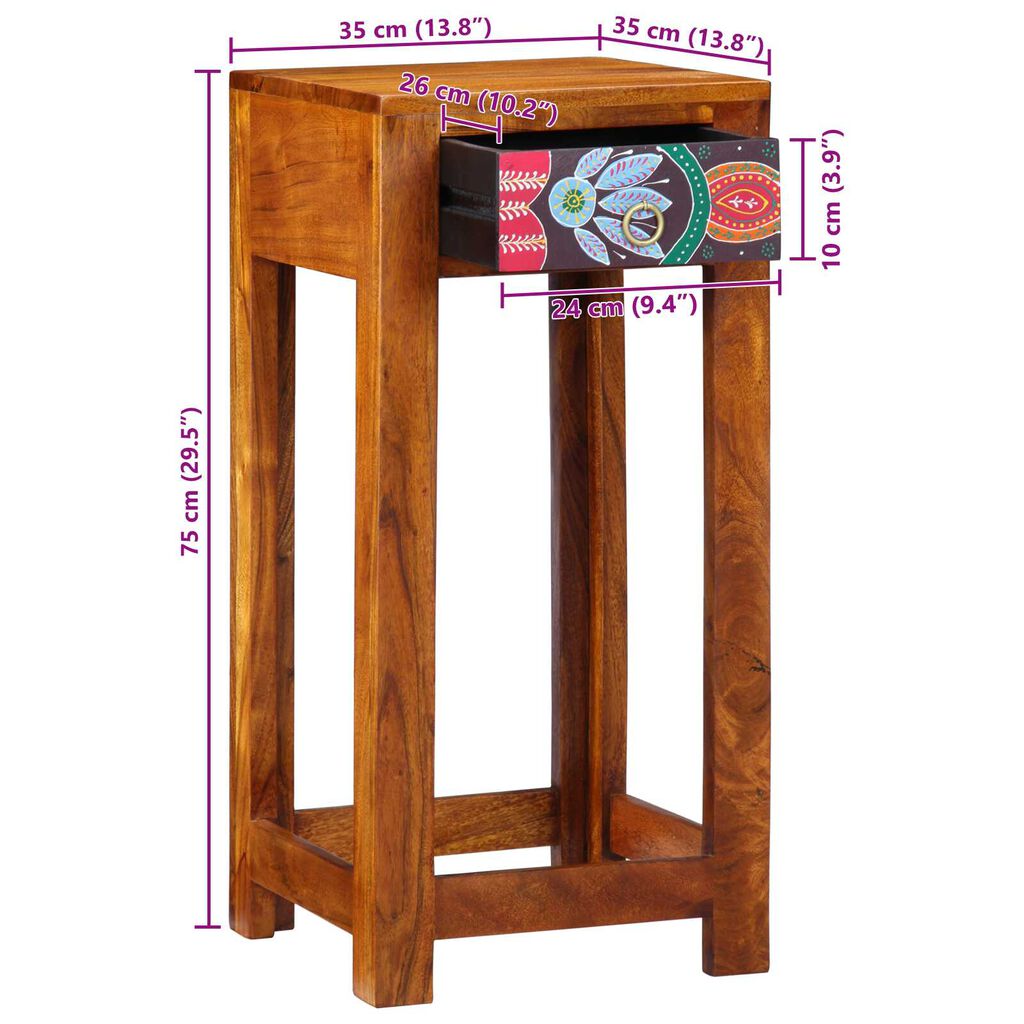 vidaXL Telefontisch 35x35x75 cm Massivholz Akazie