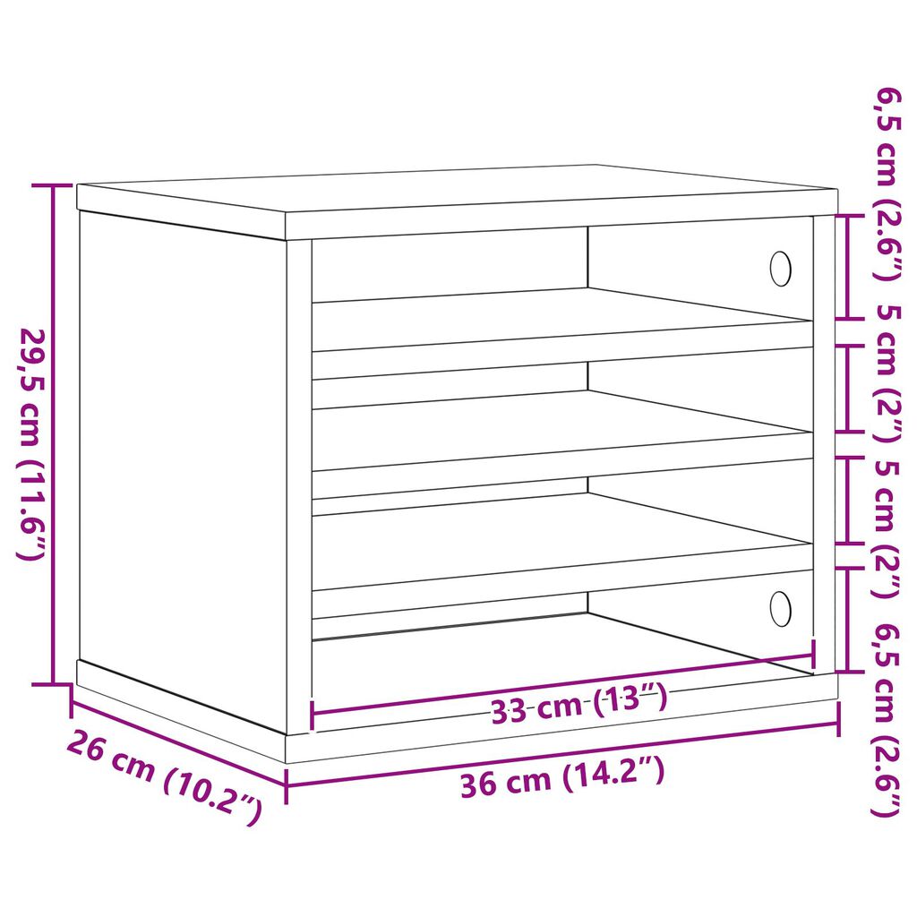 vidaXL Schreibtischorganisator Schwarz Eiche 36x26x29,5 cm Holzwerkstoff