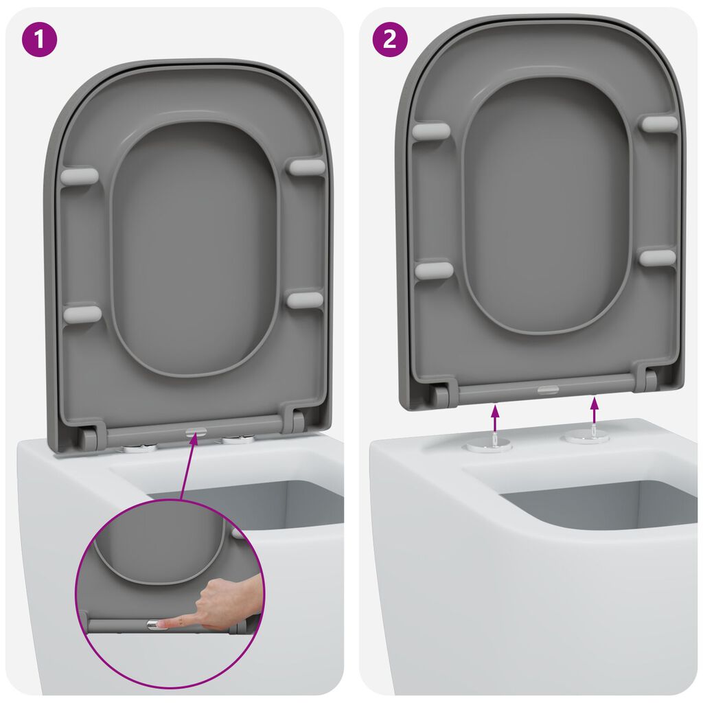 vidaXL Toilettensitz Quick Release Absenkautomatik Duroplast Grau