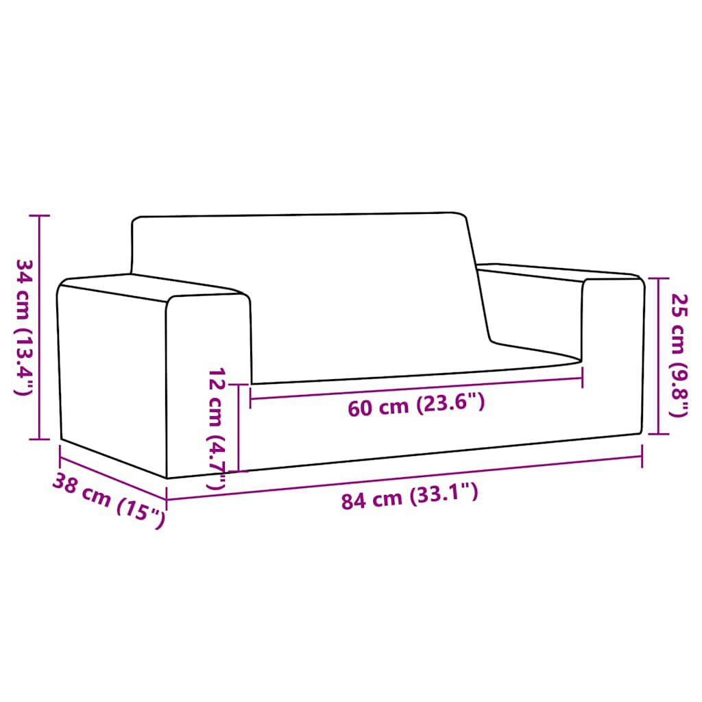 vidaXL Kindersofa 2-Sitzer Rosa Weich Plüsch