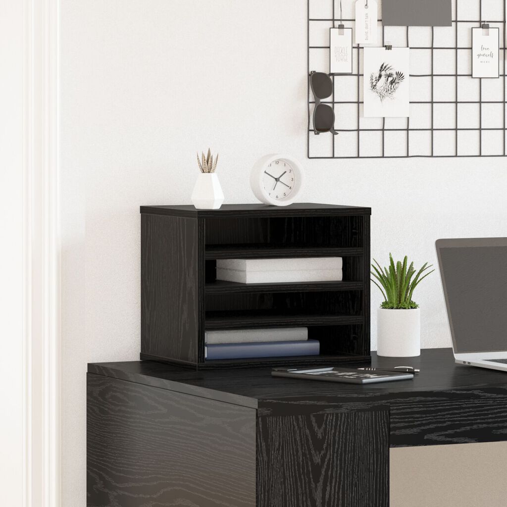 vidaXL Schreibtischorganisator Schwarz Eiche 36x26x29,5 cm Holzwerkstoff
