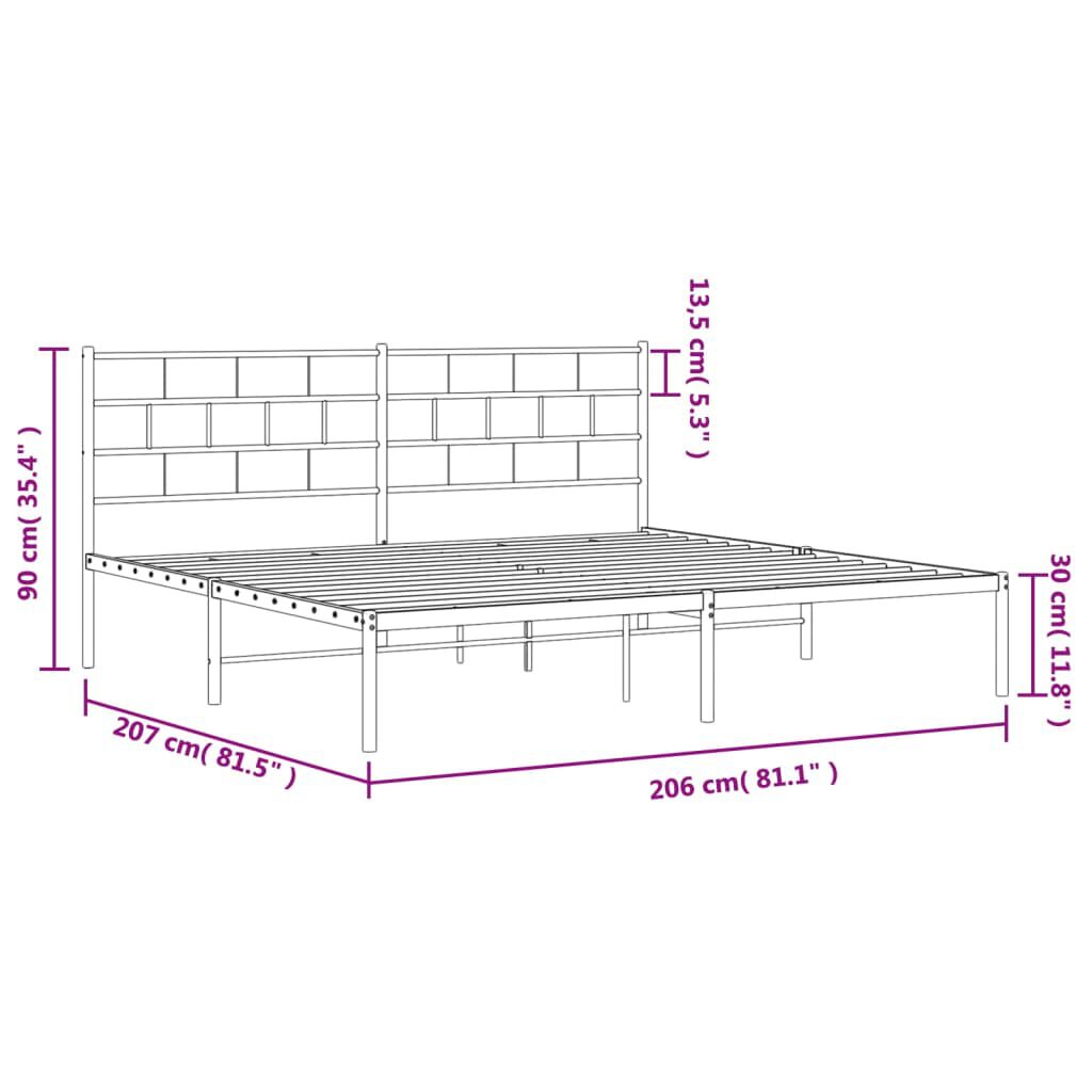 vidaXL Bettgestell mit Kopfteil Metall Schwarz 200x200 cm