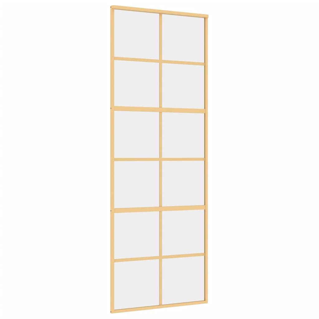 vidaXL Schiebetür Golden 76x205 cm ESG-Klarglas und Aluminium