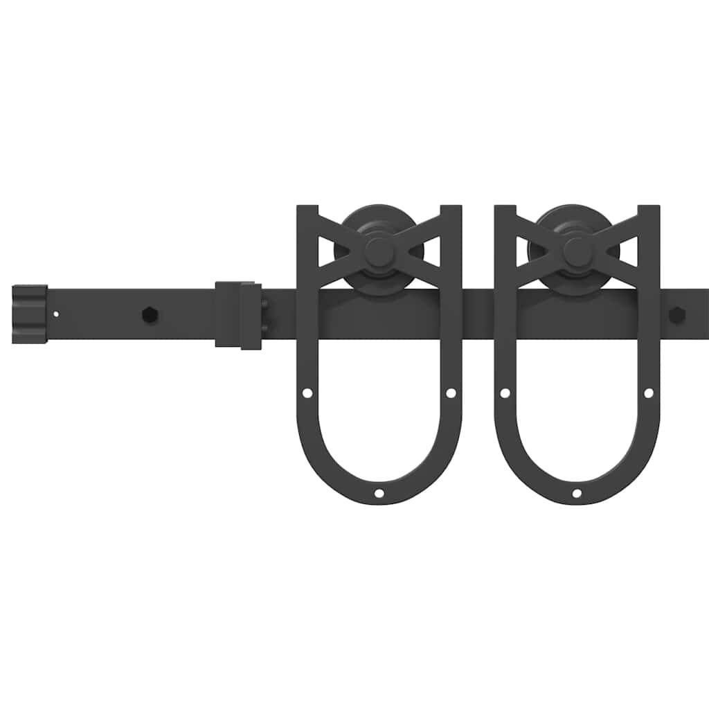 vidaXL Schiebetürbeschlag-Set 183 cm Stahl Schwarz