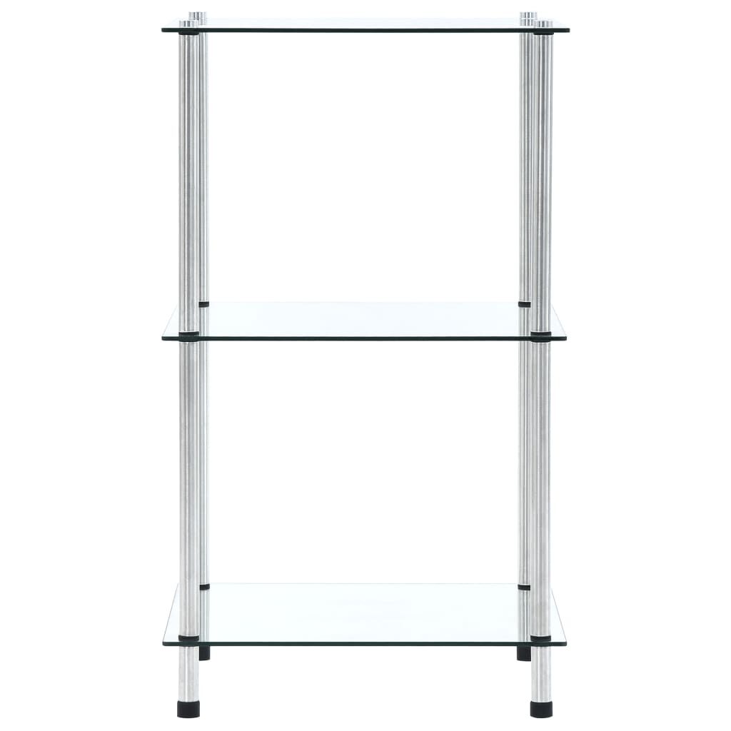 vidaXL Regal mit 3 Ablagen Transparent 40x40x67 cm Hartglas