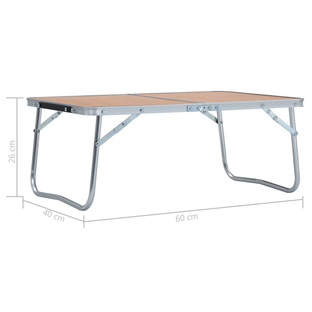 vidaXL Klappbarer Campingtisch Braun Aluminium 60 x 40 cm