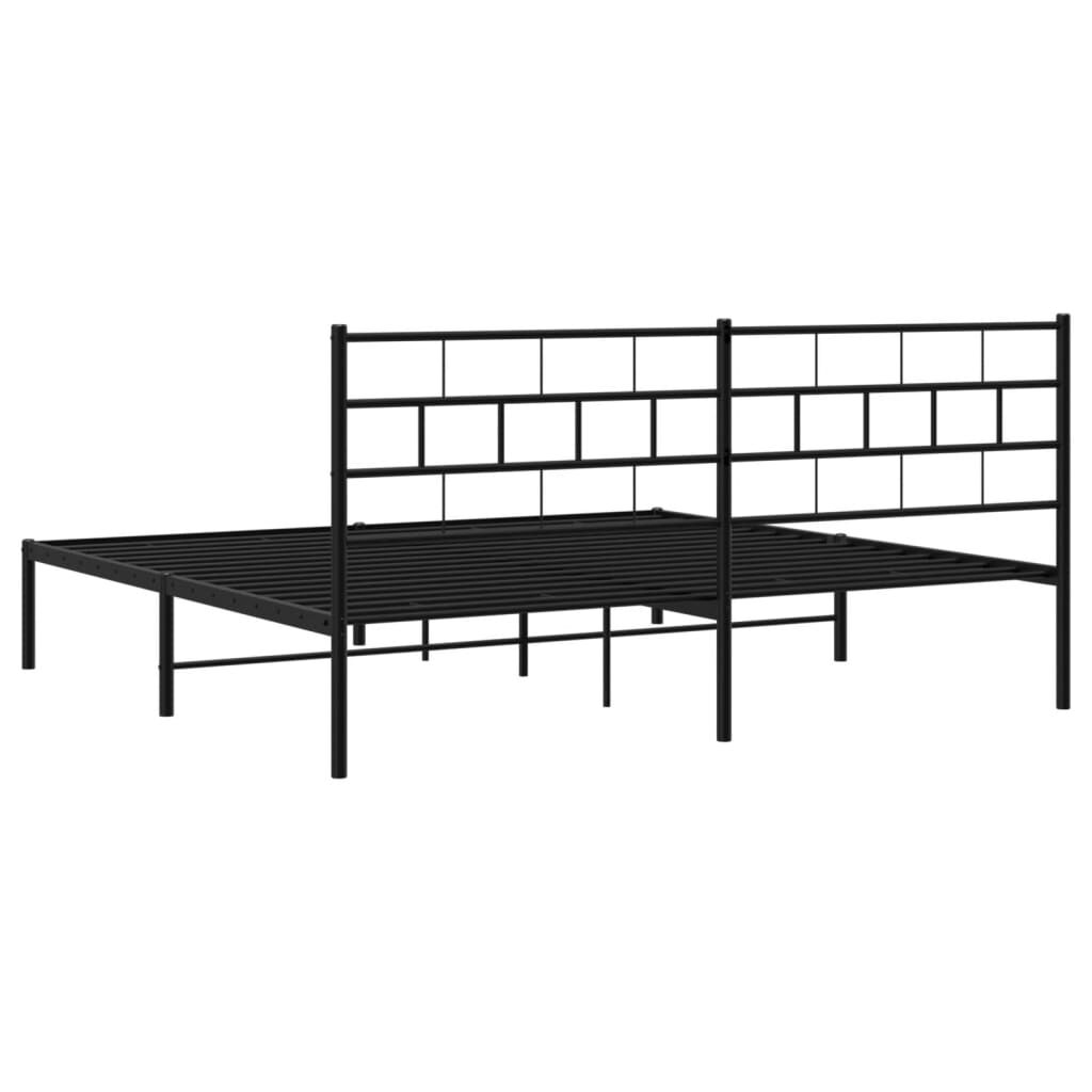 vidaXL Bettgestell mit Kopfteil Metall Schwarz 200x200 cm